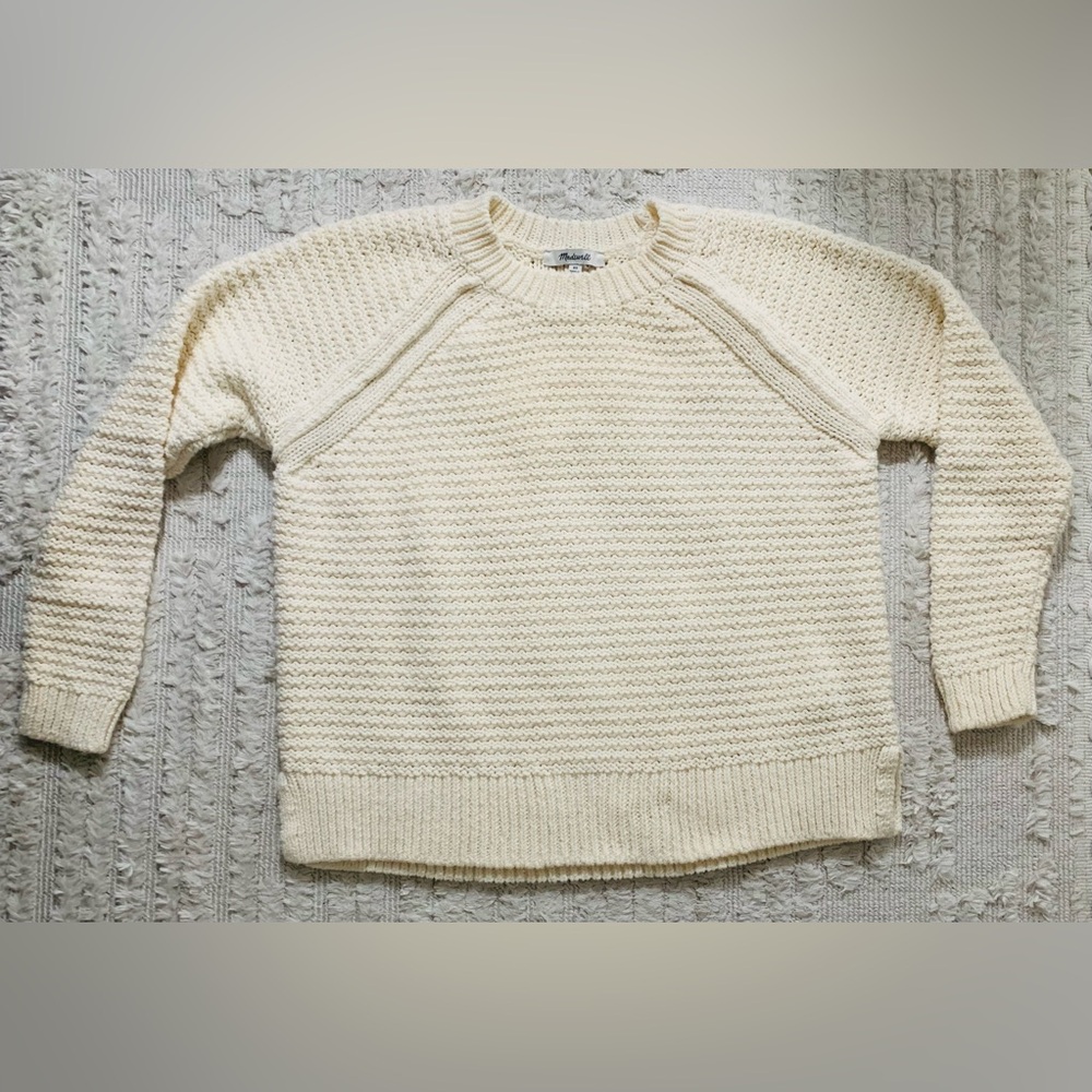 Madewell Cream Ribbed Knit Sweater